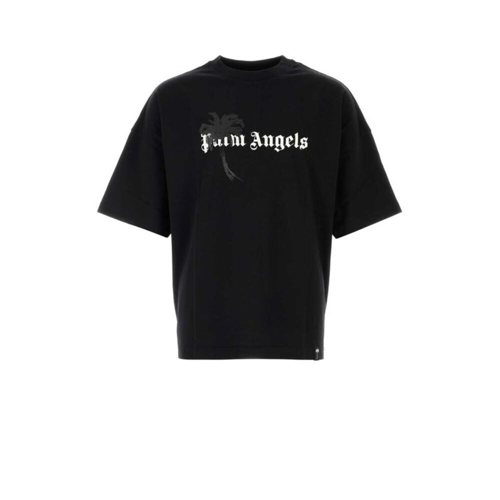 Palm Angels Men Black Cotton T-Shirt